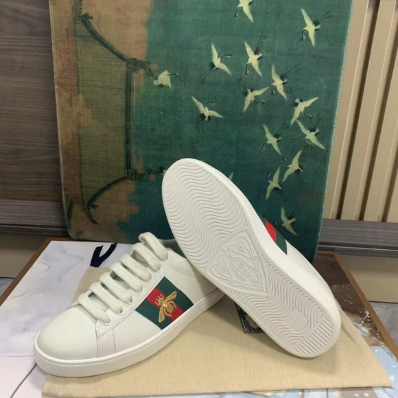 Gucci New Ace Bee Sneakers | Neiman Marcus Gucci Ace Web Embroidered Bee Motif White Leather Sneakers